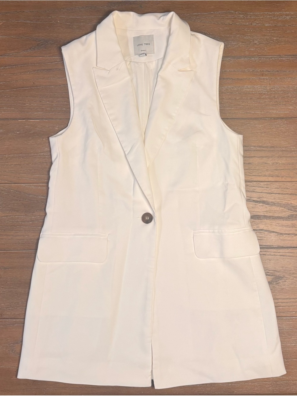 Love Tree Cream Sleeveless Blazer Vest #100
